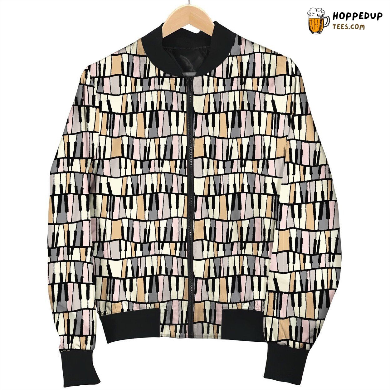 Piano Vintage Pattern Bomber Jacket