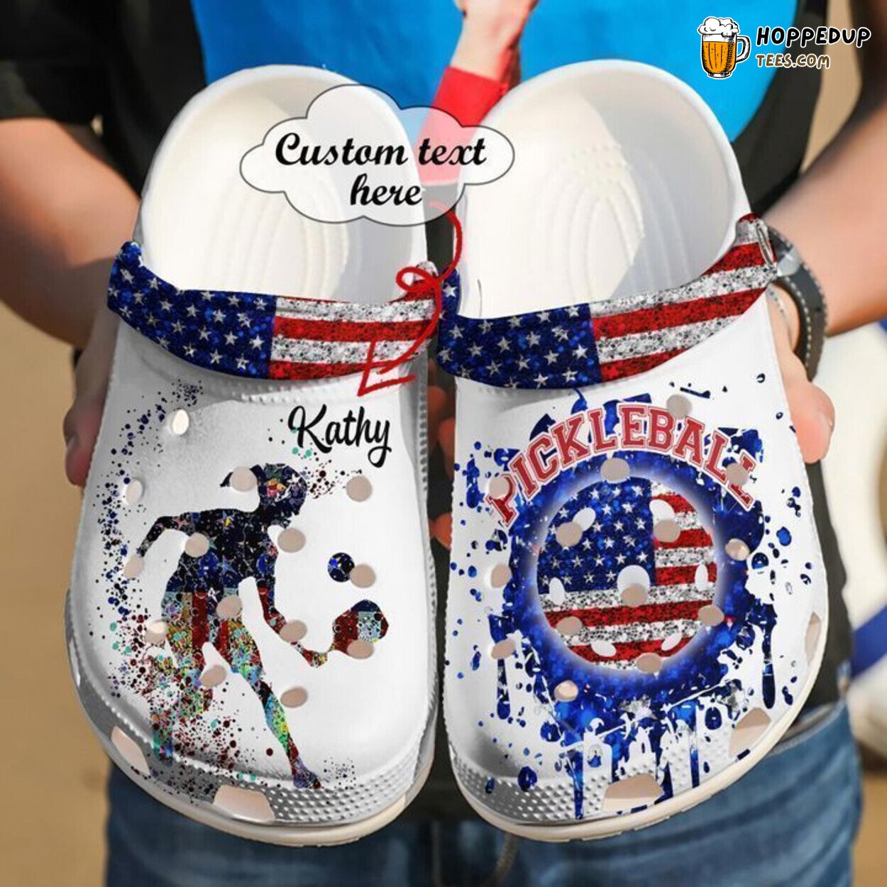Pickleball Personalized Unique Comfortable US Themed Clog Shoes