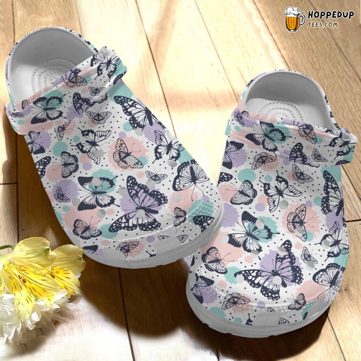 Picnic Butterfly Magic Themed Rubber Clog Shoes Comfy Nature Lovers’ Gift