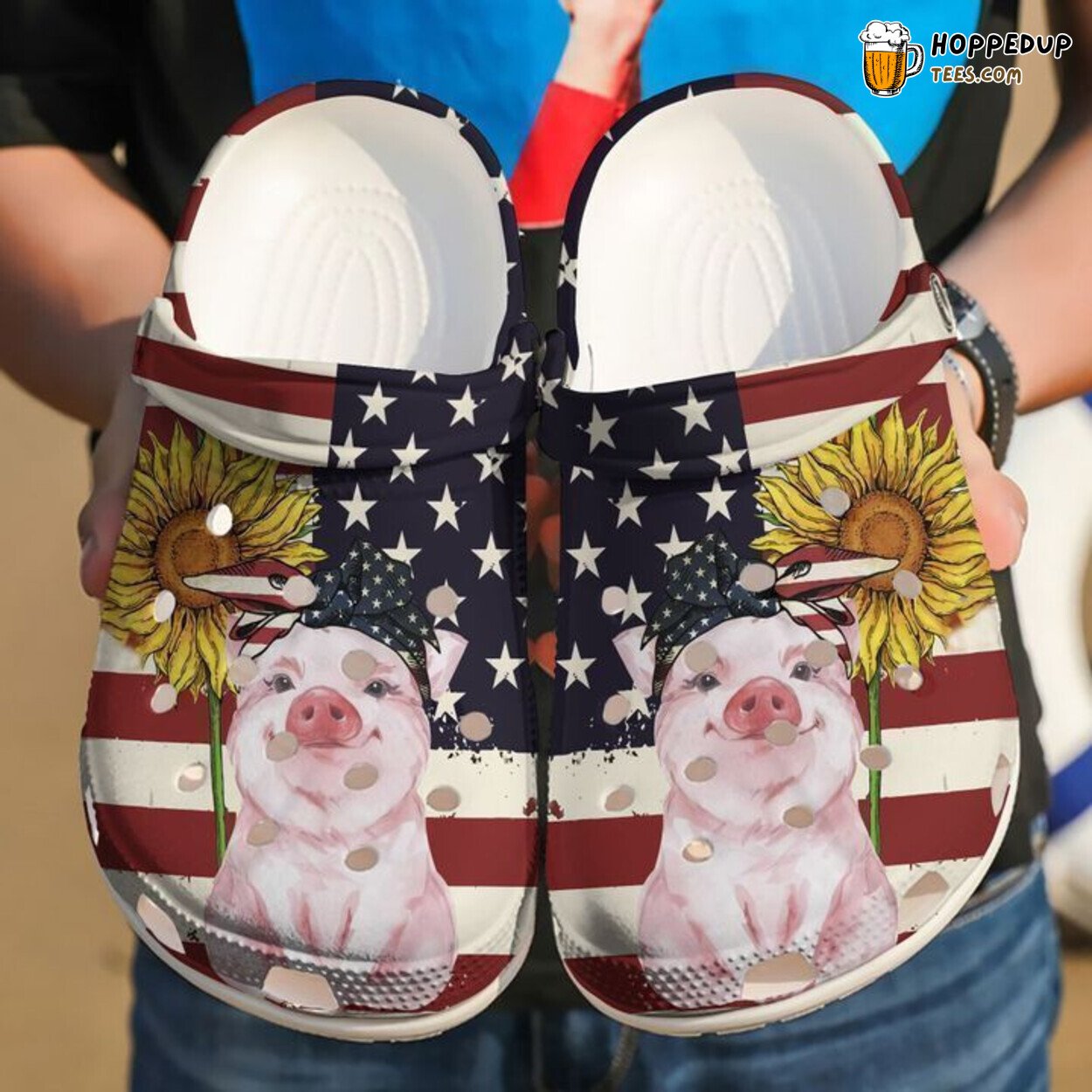 Pig American Flag Classic Comfortable Clogs Patriotic Farm Inspired