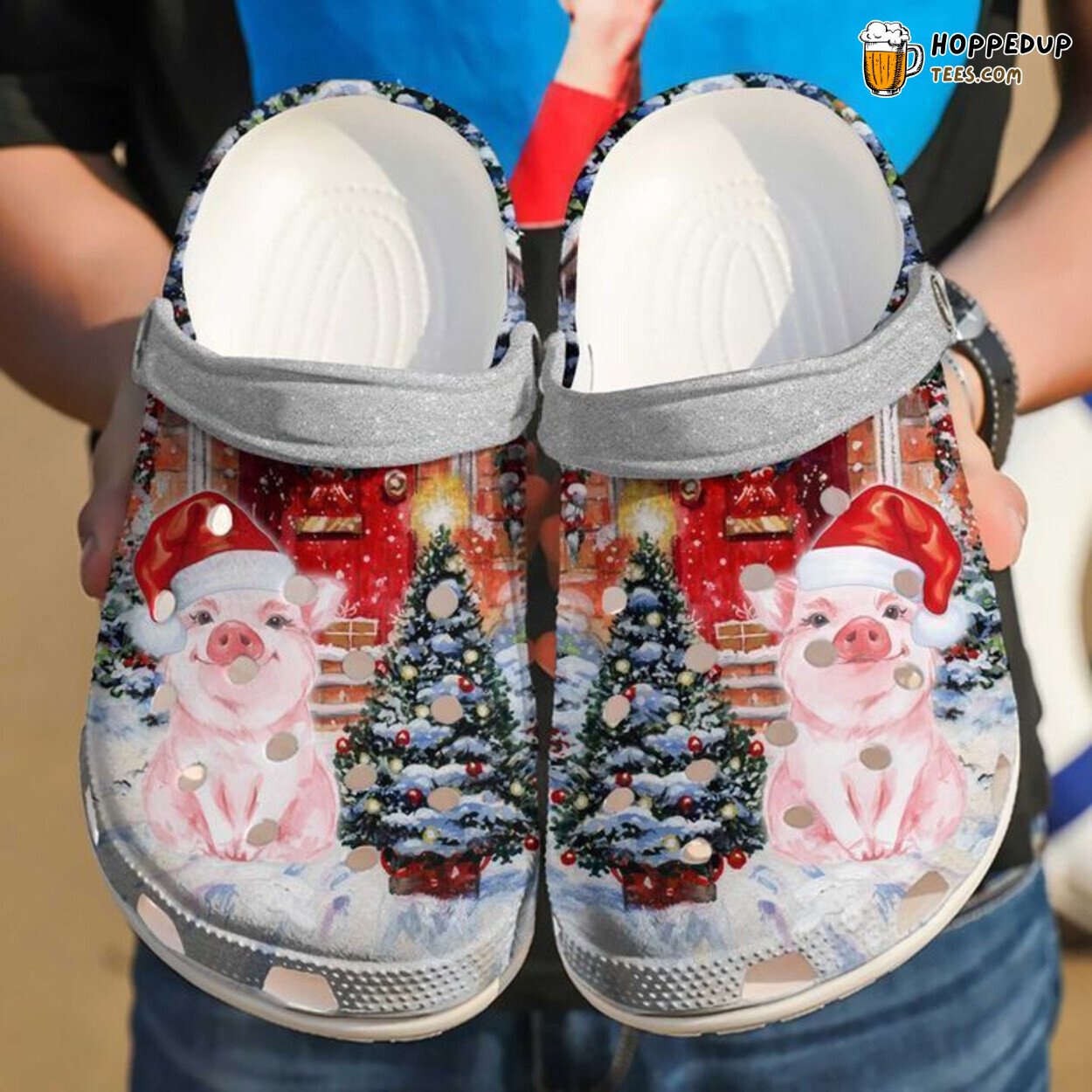 Pig Christmas Theme Comfortable Clog Shoes Holiday Season Special Footwear