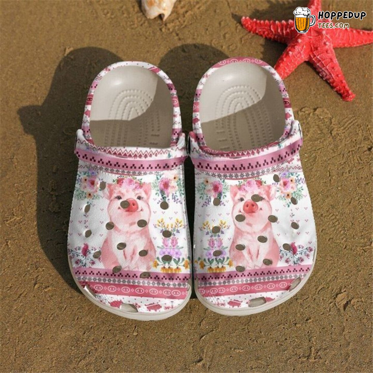 Pig Floral Piggy Classic Design Comfortable Clogs Farm Inspired Shoes