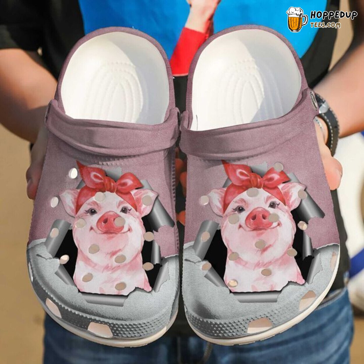 Pig Hello Theme Classic Comfortable Clogs Shoes Unique Animal Lovers Gift
