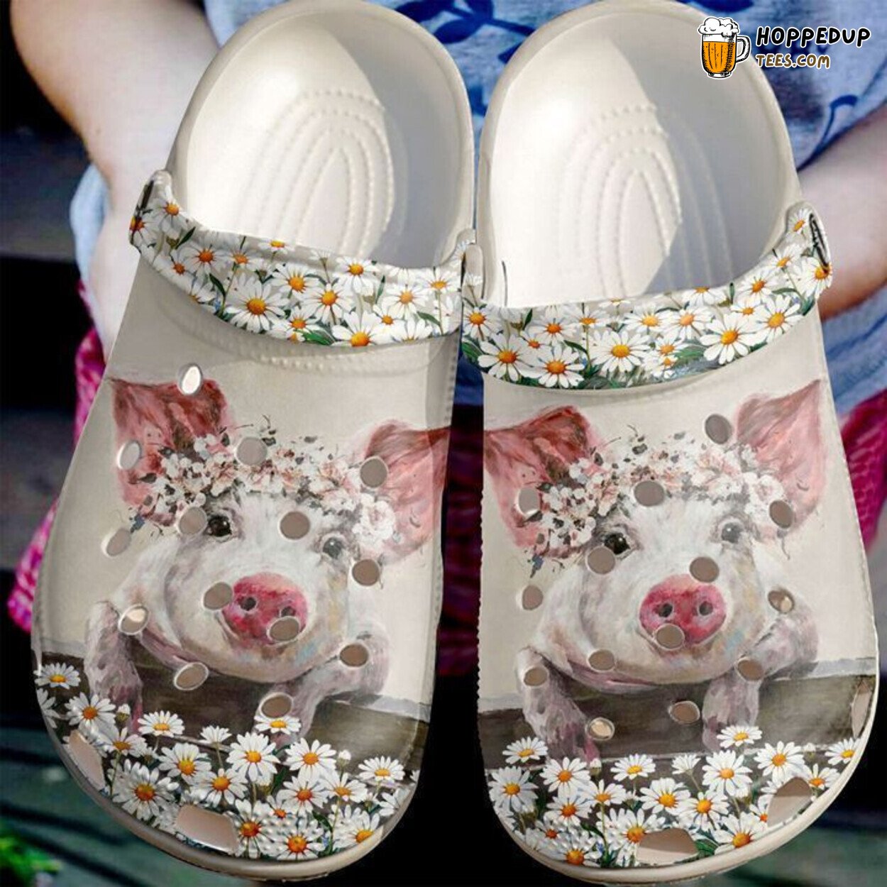 Pig Lovely Daisy Garden Theme Classic Comfortable Clogs Shoes Unique