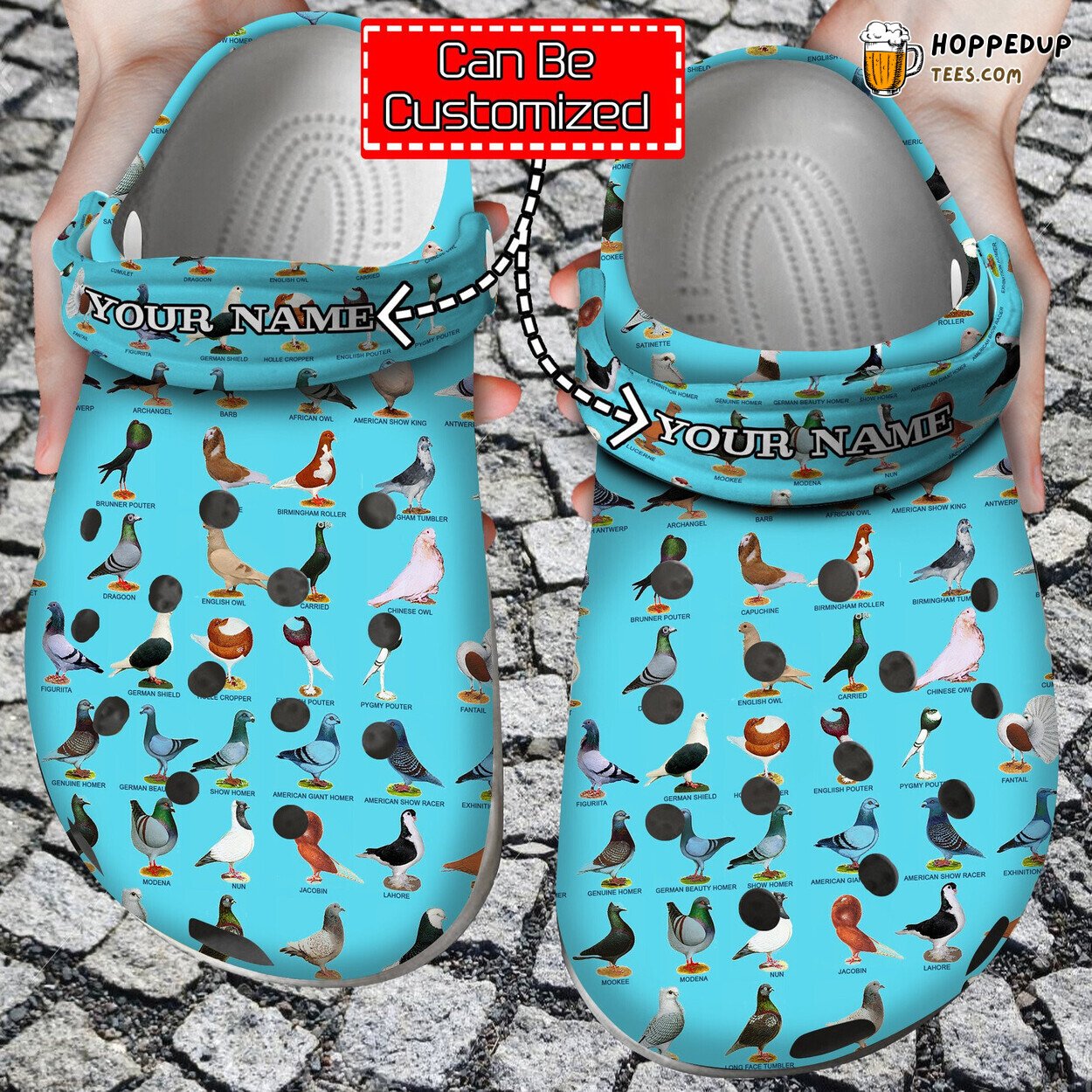 Pigeon Breed Pattern Theme Colorful Comfortable Clog Shoes Unique Bird Lovers
