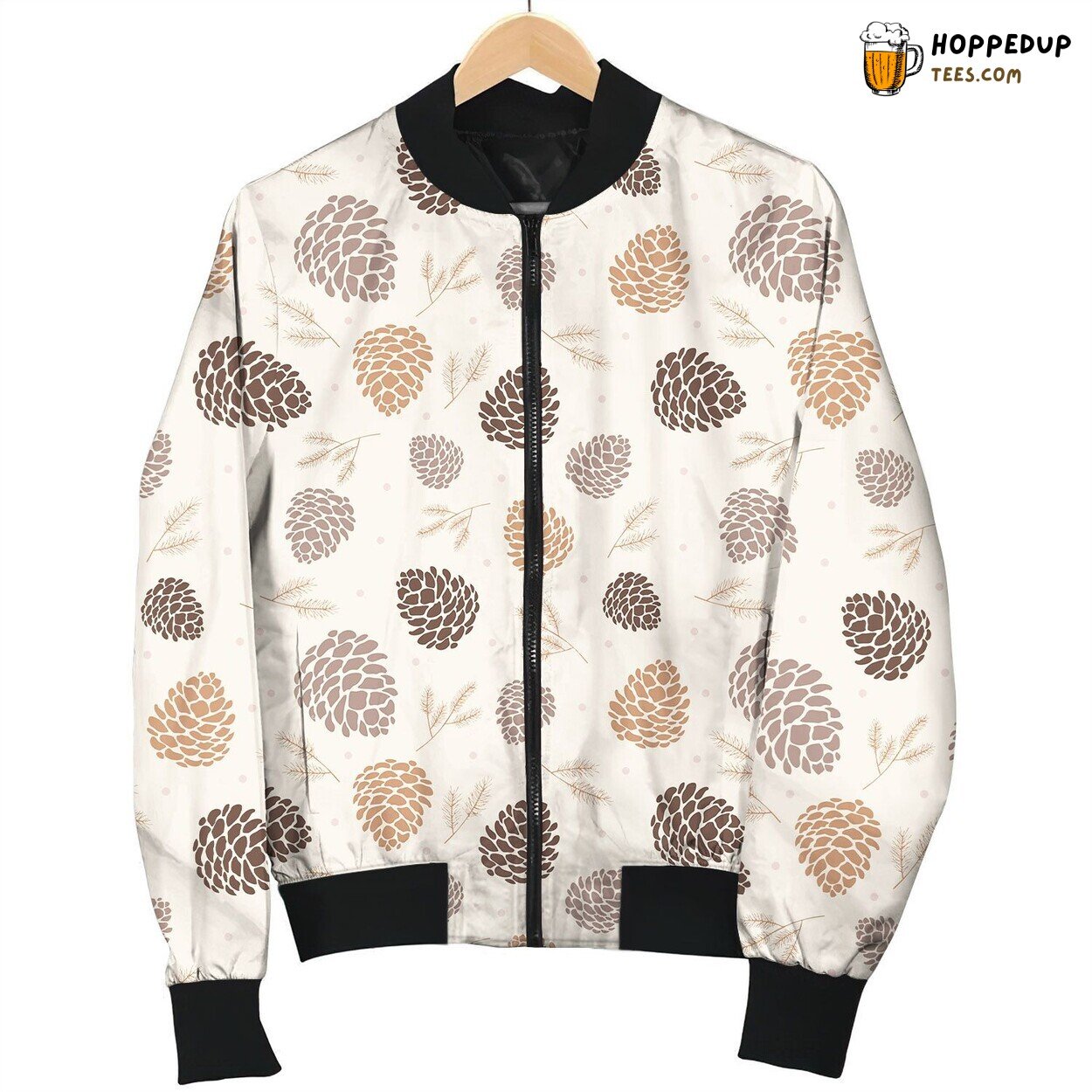 Pine Pattern Design Winter Bomber Jacket Merge of Nature Fashion