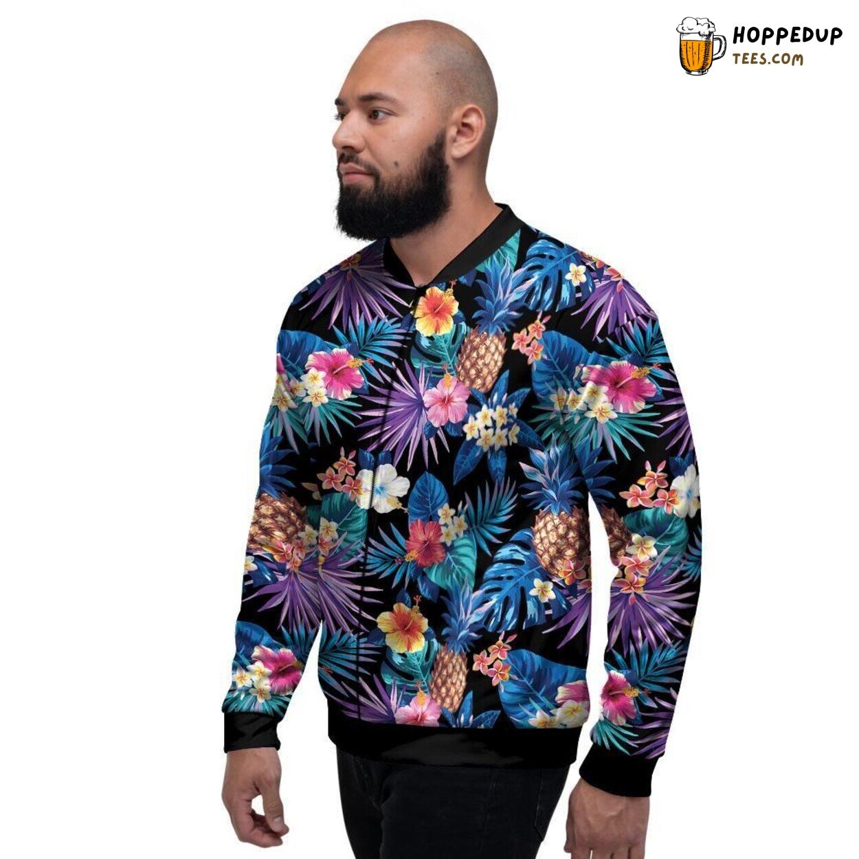Pineapple Floral Fusion Hawaiian Design Men’s Bomber Jacket Island Beauty