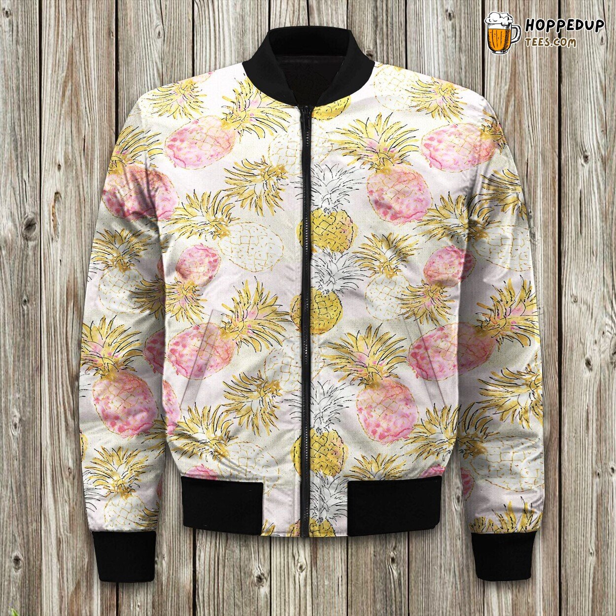 Pineapple Fruit Inspired Bomber Jacket Tropical Winter Elegance in Style