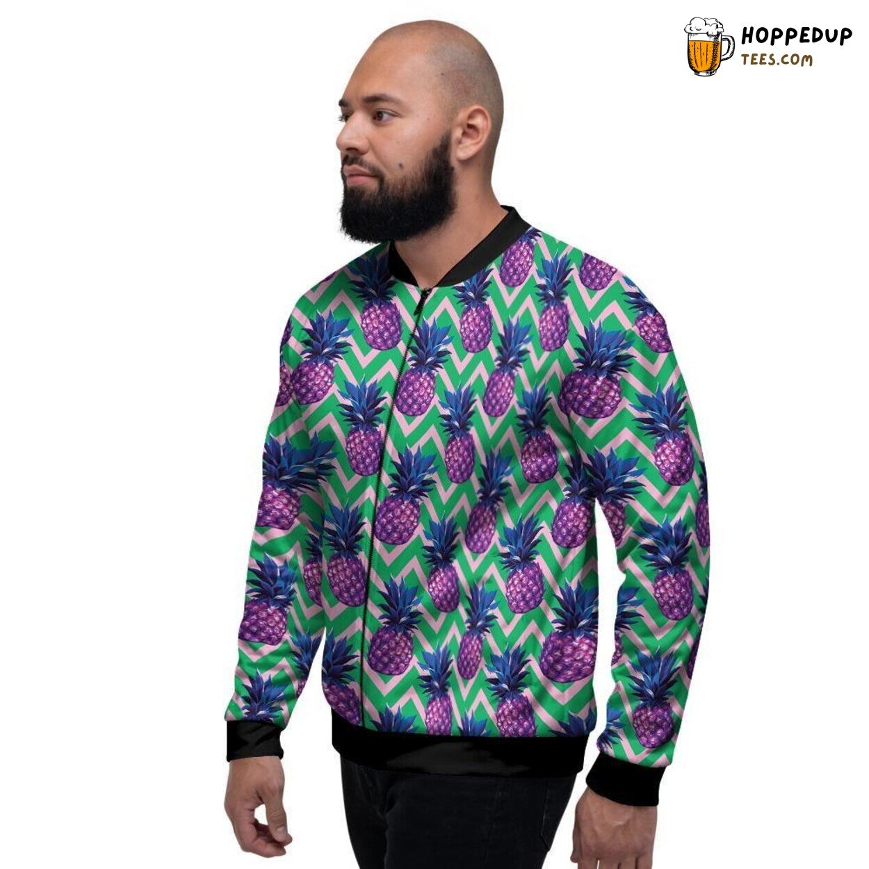 Pineapple Hawaiian Abstract Design Men’s Bomber Jacket Tropical Elegance Art