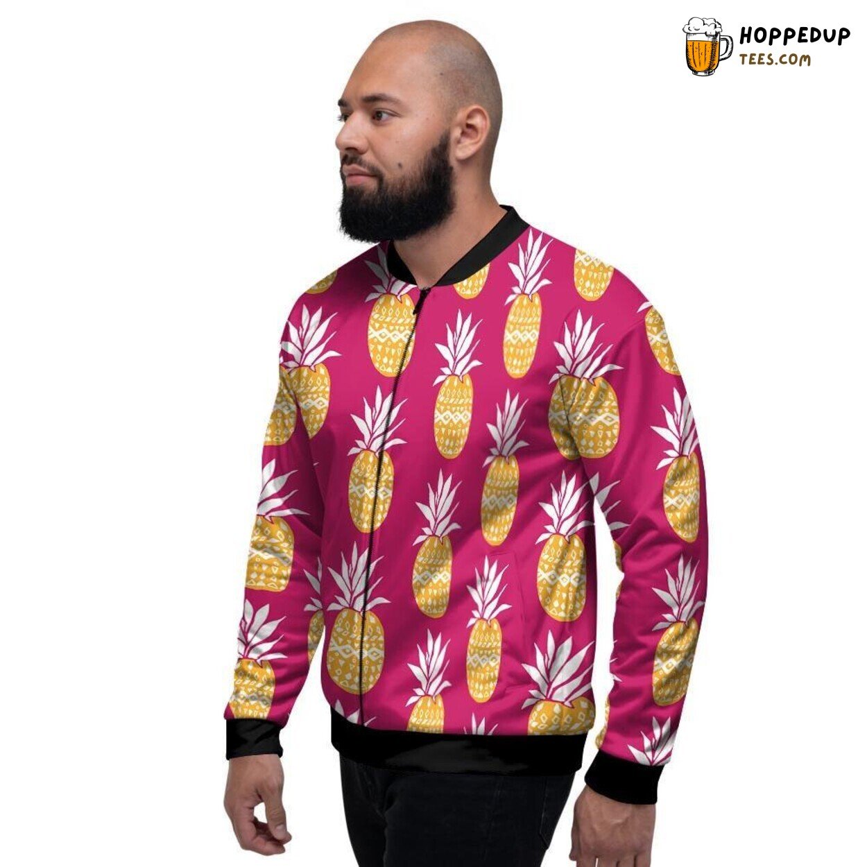 Pineapple Hawaiian Aztec Art Men’s Bomber Jacket Tropical Design Elegance