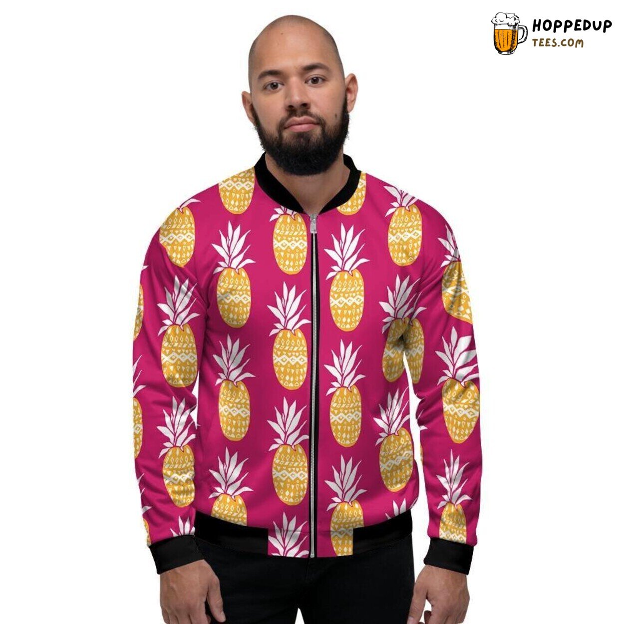 Pineapple Hawaiian Aztec Art Men’s Bomber Jacket Tropical Design Elegance