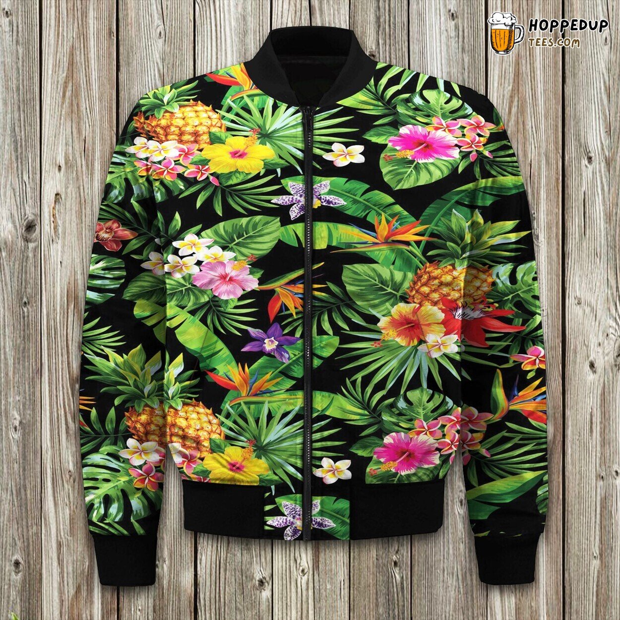 Pineapple Tropical Floral Bomber Jacket