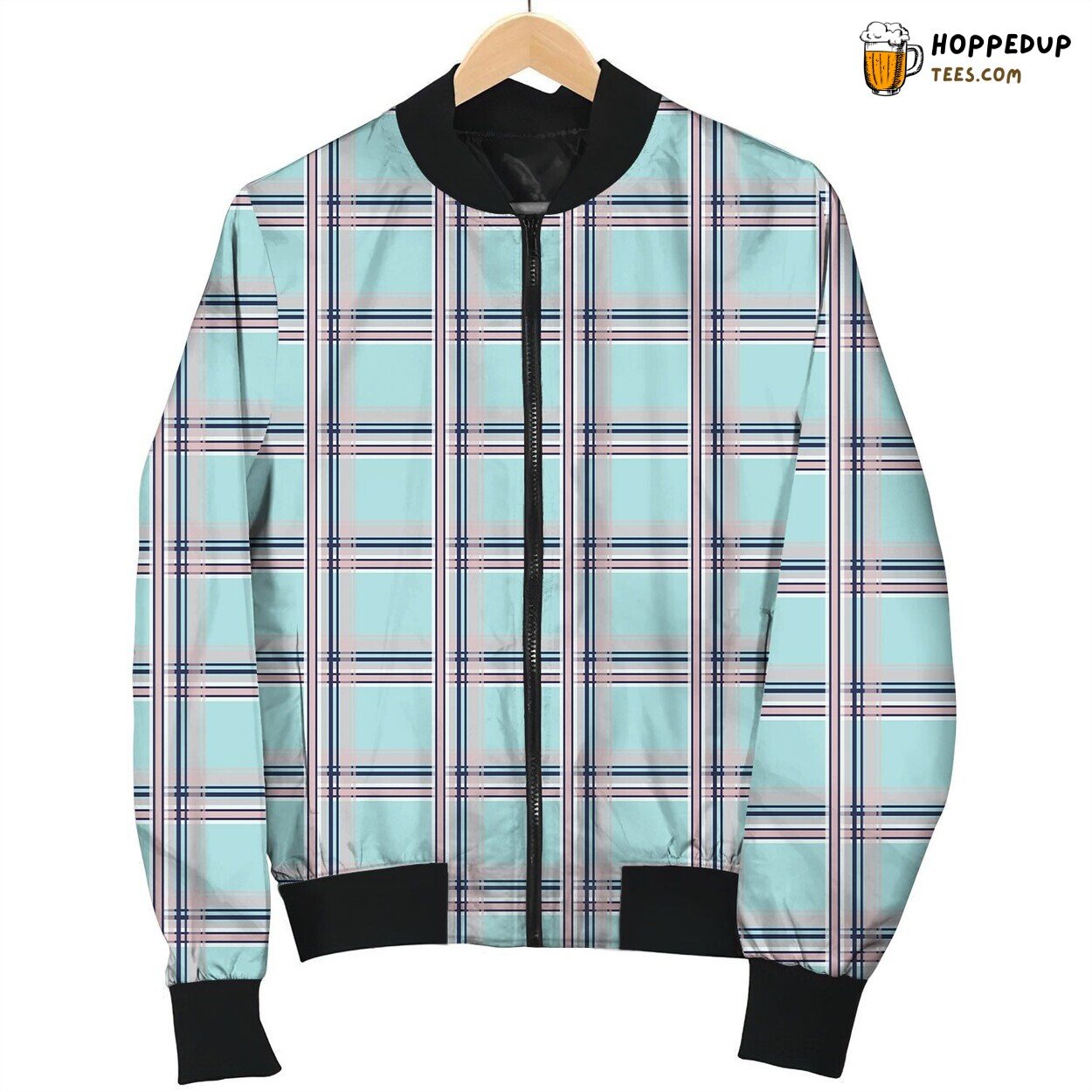 Pink And Blue Tattersall Cite Bomber Jacket