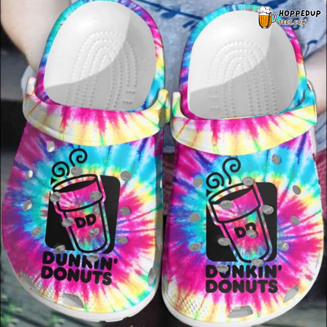 Pink Blue Dunkin Donuts Tie Dye Comfortable Unique Clog Shoes