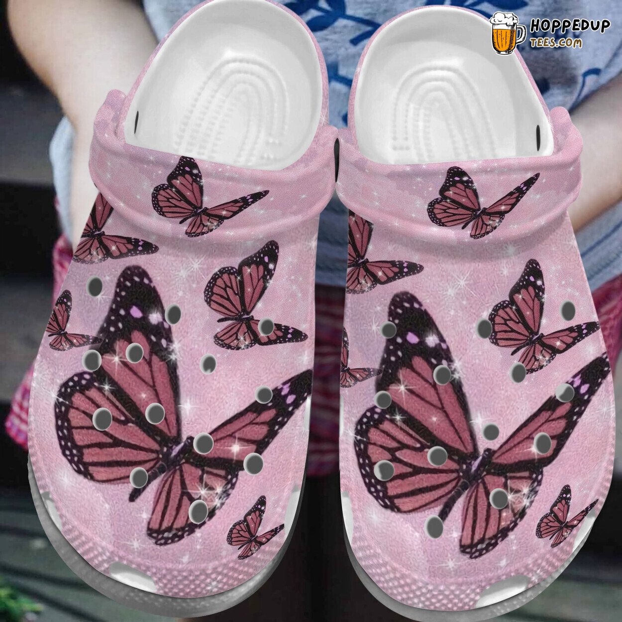 Pink Butterfly Bling Croc Shoes Women Cutie Butterfly Birthday Gifts Unique