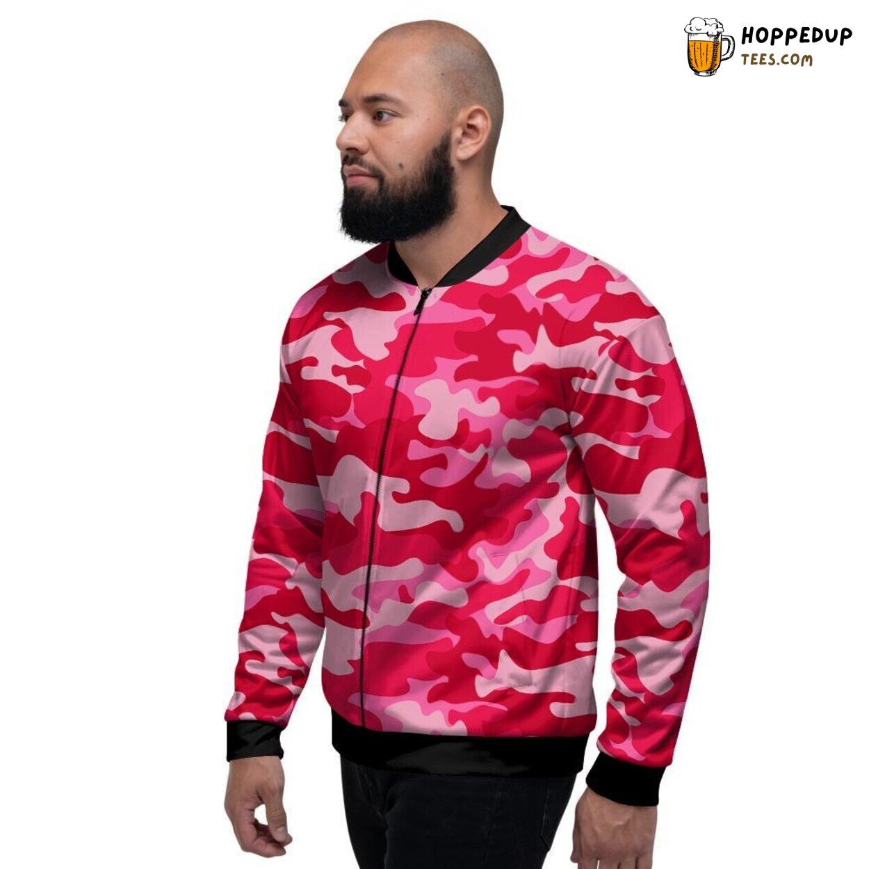 Pink Camo Military Pattern Men’s Bomber Jacket Tactical Art Design Display