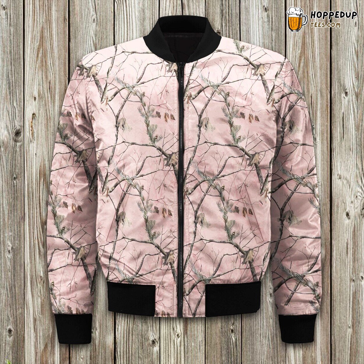 Pink Camo Pattern Winter Jacket Bomber Style Urban Fashion