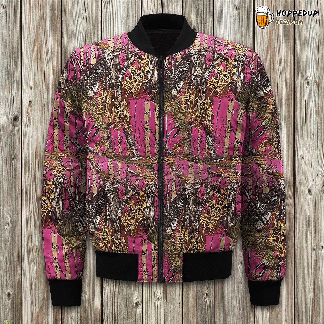 Pink Camouflage Artistic Winter Bomber Jacket Premium Tailored Design