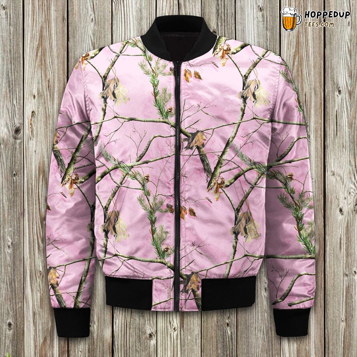 Pink Camouflage Design Winter Bomber Jacket Urban Trendy Style