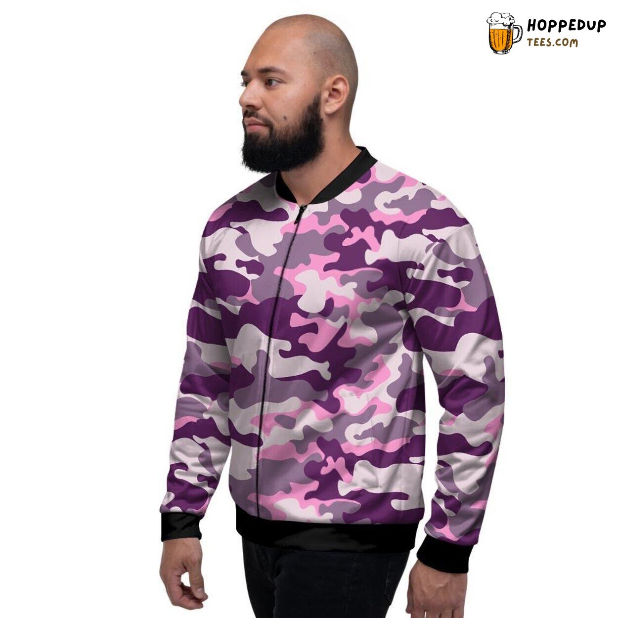 Pink Camouflage Military Inspired Men’s Bomber Jacket Tactical Art Design