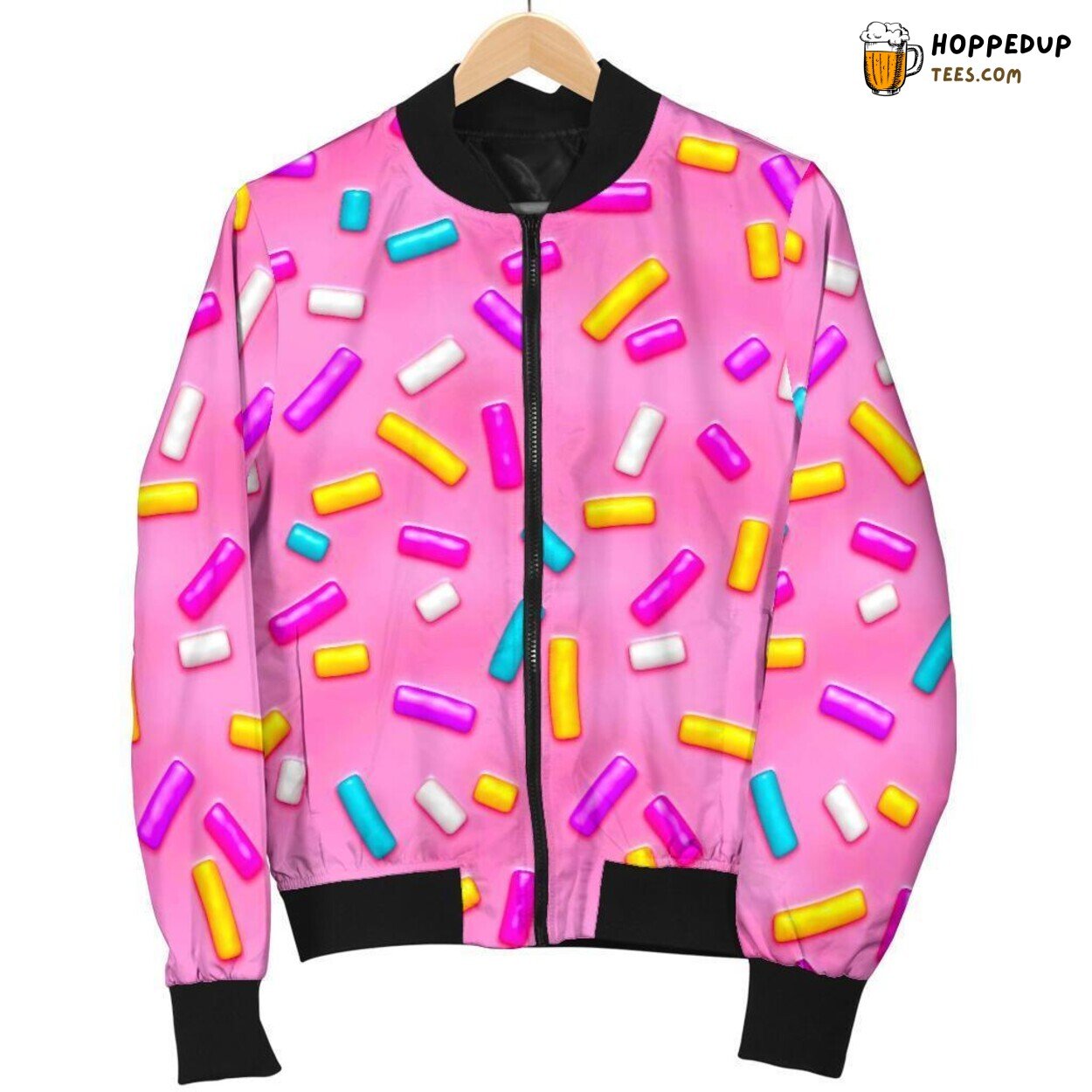 Pink Candy Sweet Delight Men’s Bomber Jacket Sugary Treat Design Tribute Art