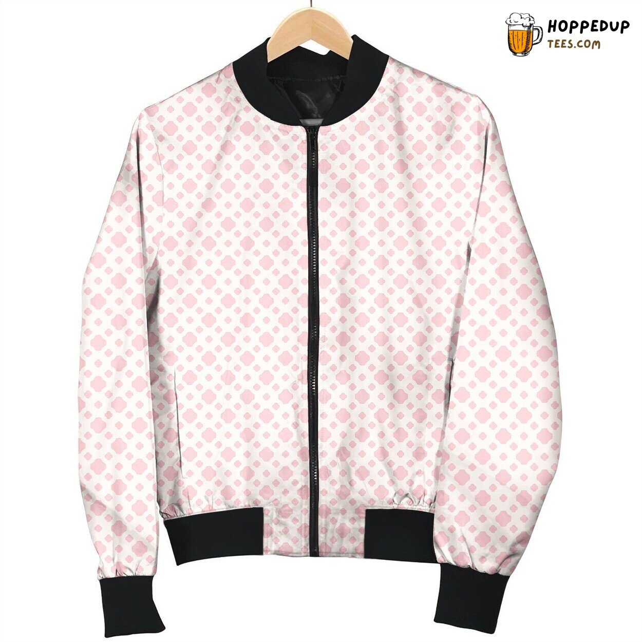 Pink Checked Pattern Bomber Jacket