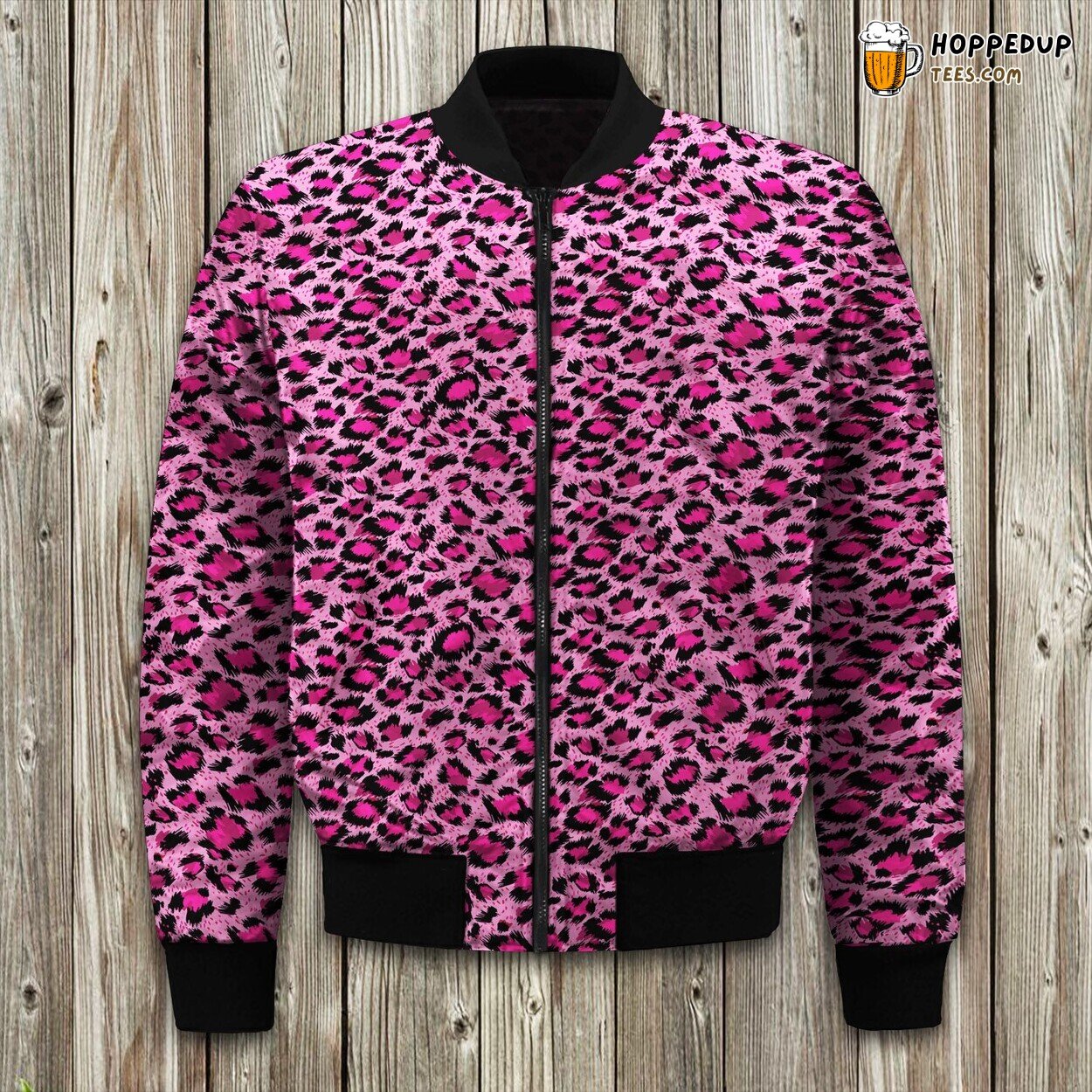 Pink Cheetah Leopard Pattern Bomber Jacket