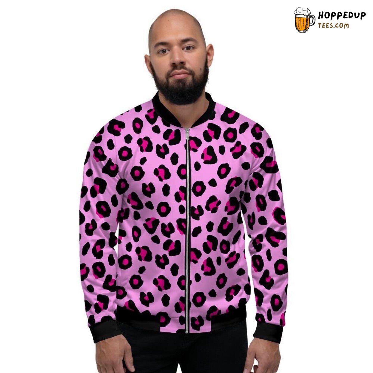 Pink Classic Leopard Design Men’s Bomber Jacket Wildcat Pattern Artistry Show Pink Classic Leopard Design Men’s Bomber Jacket Wildcat Pattern Artistry Show