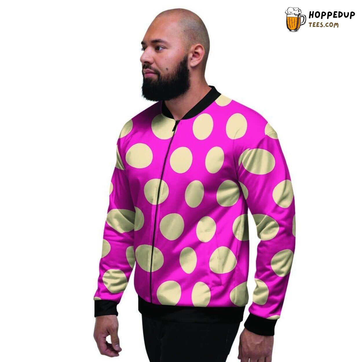 Pink Classic Polka Dot Design Men’s Bomber Jacket Timeless Pattern Showcase