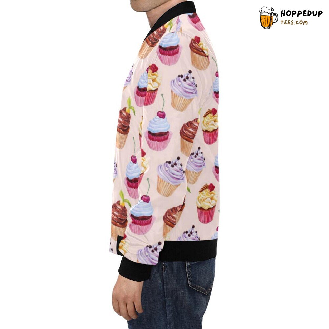 Pink Cupcake Distinctive Pattern Print Men’s Bomber Jacket Design
