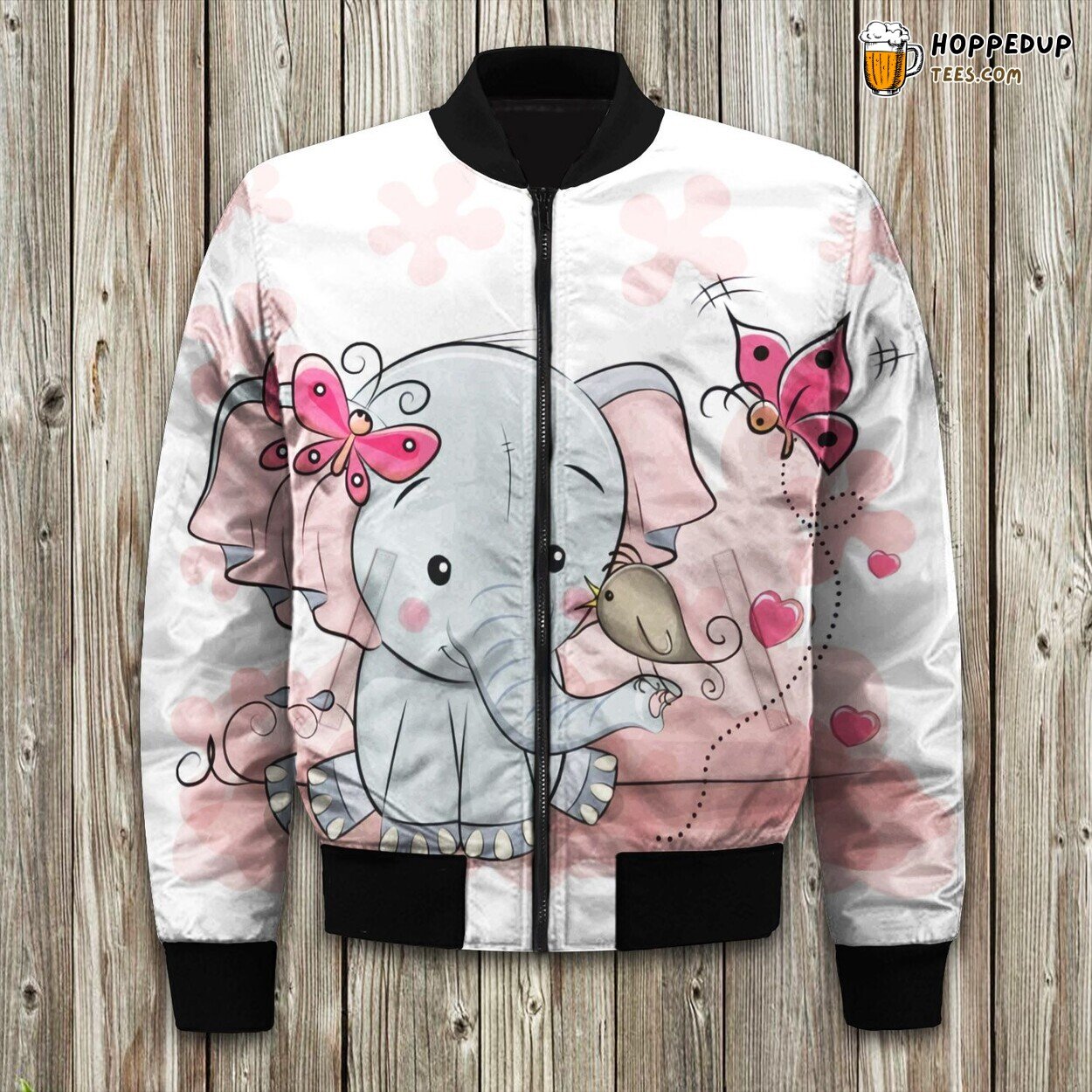 Pink Elephant Gentle Giant Winter Bomber Jacket Safari Delight