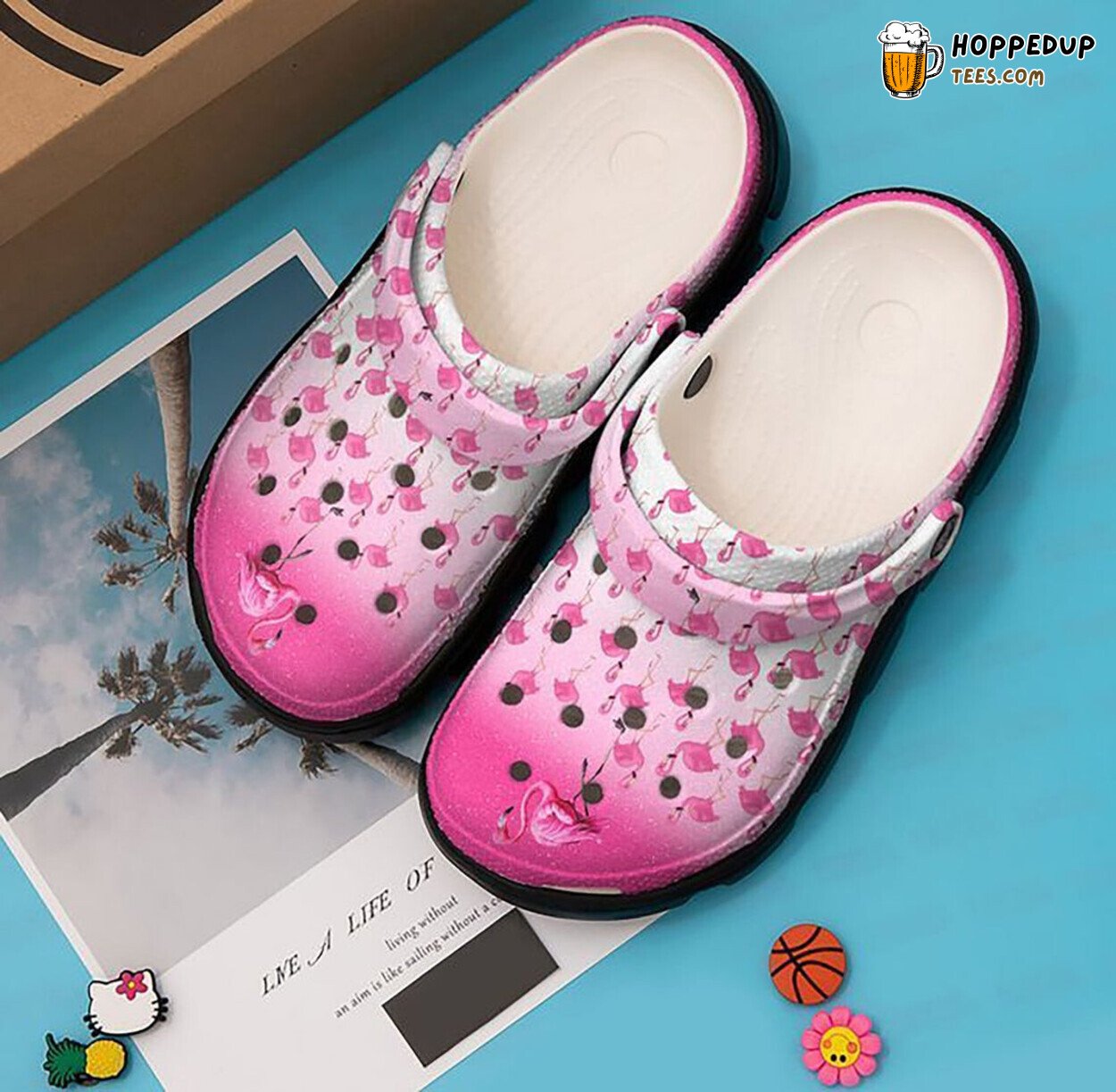Pink Flamingo Theme Comfortable Clogs Tropical Inspired Footwear Shoes