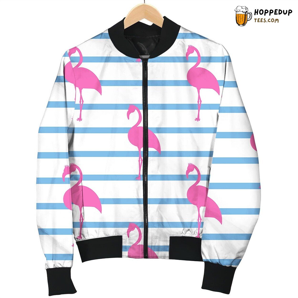 Pink Flamingos Seamless Pattern Bomber Jacket