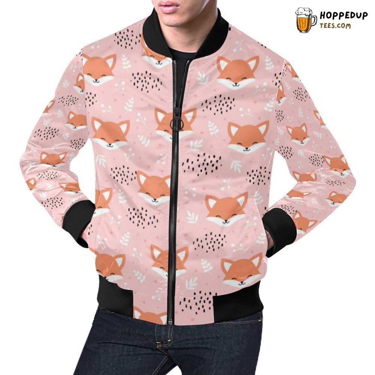 Pink Fox Distinctive Pattern Men’s Bomber Jacket Unique Fashion Design Pink Fox Distinctive Pattern Men’s Bomber Jacket Unique Fashion Design