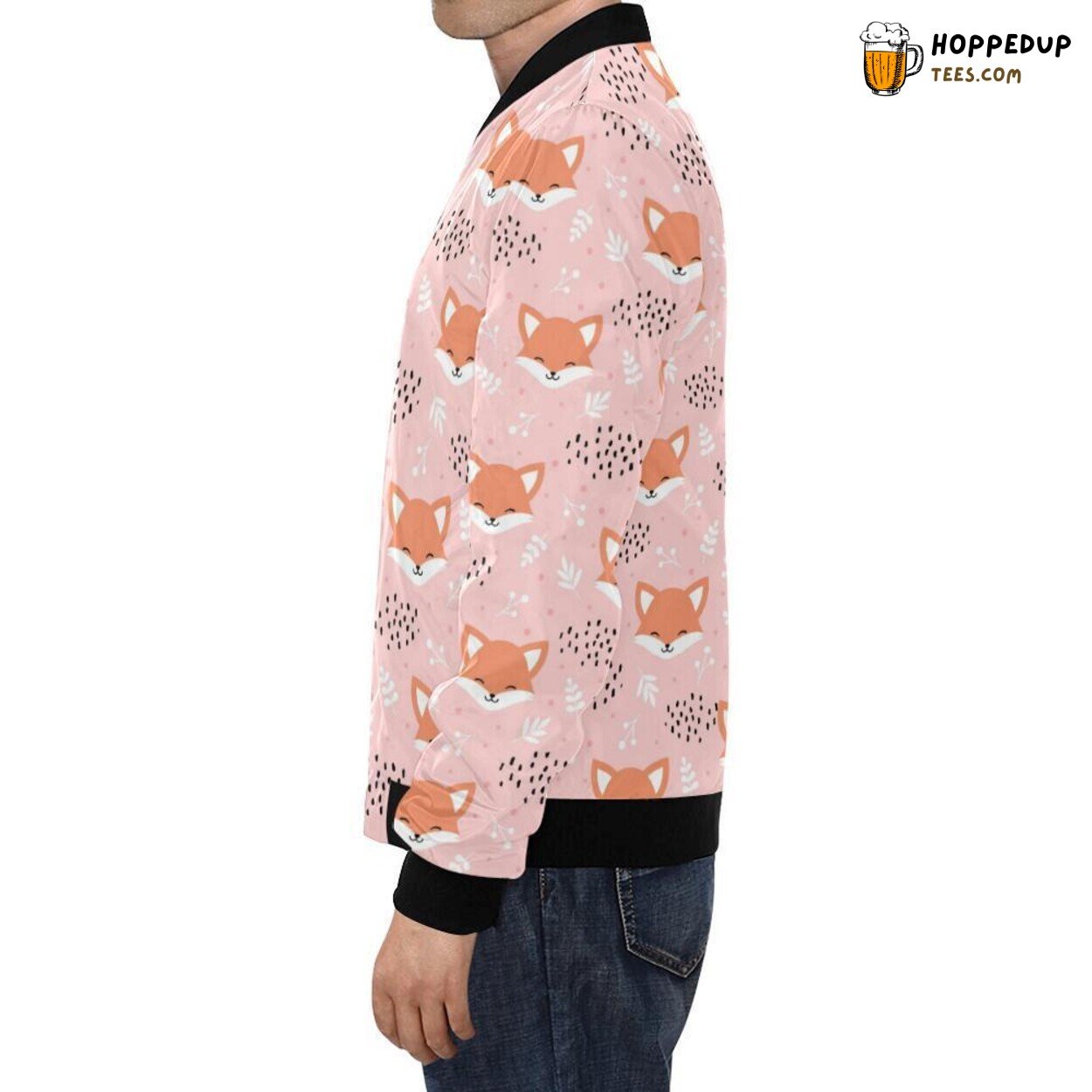 Pink Fox Distinctive Pattern Men’s Bomber Jacket Unique Fashion Design