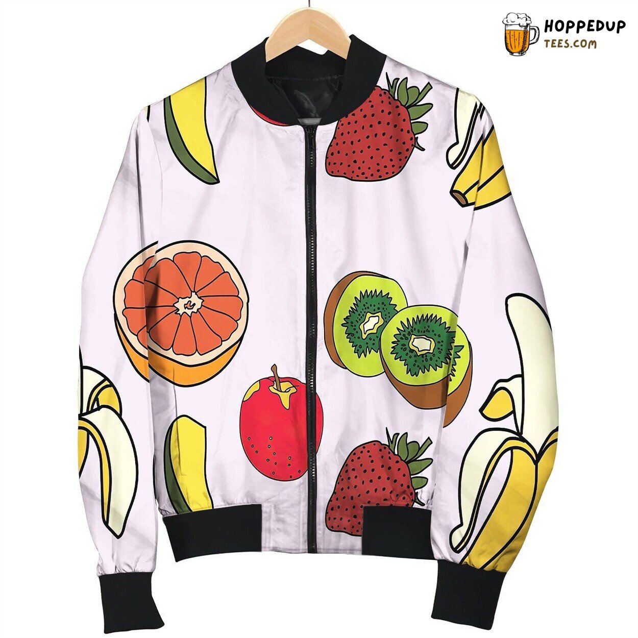 Pink Fruit Pattern By Courtney Graben Bomber Jacket