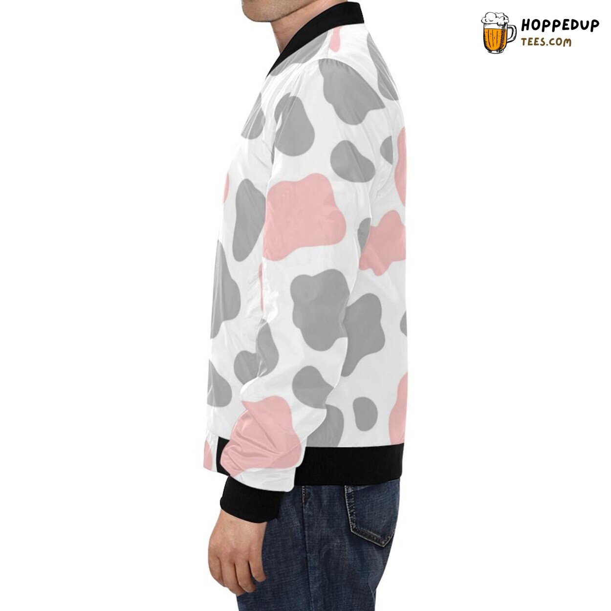 Pink Gray Cow Unique Pattern Men’s Bomber Jacket Designer Print Exclusive