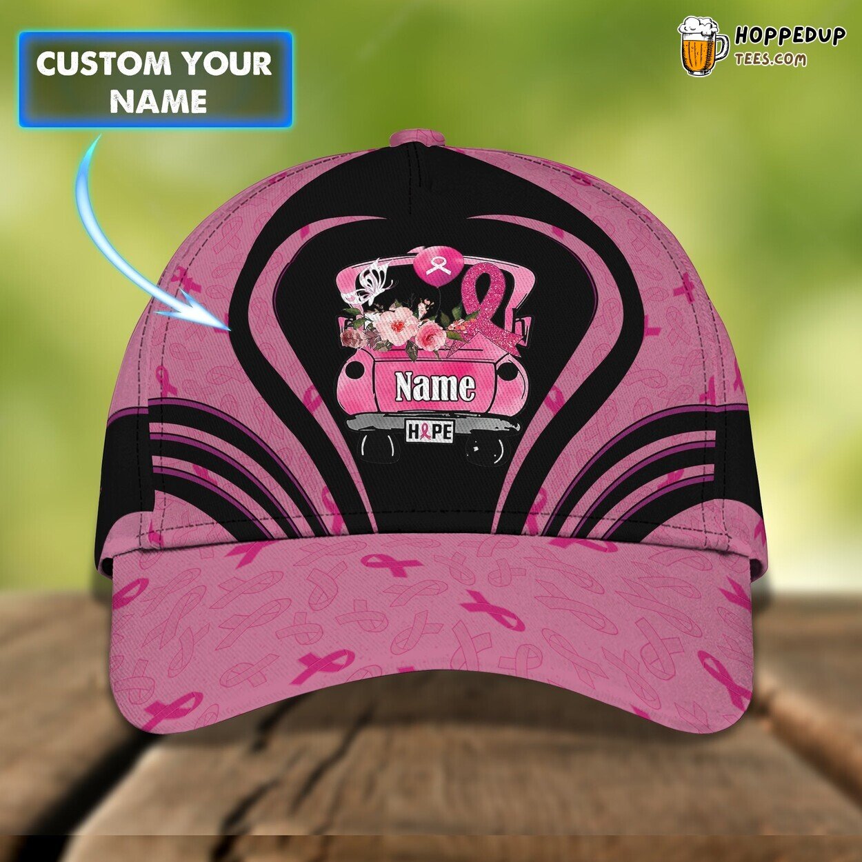 Pink Hope Theme 3D Classic Cap Personalized Name Elegant Unique Design