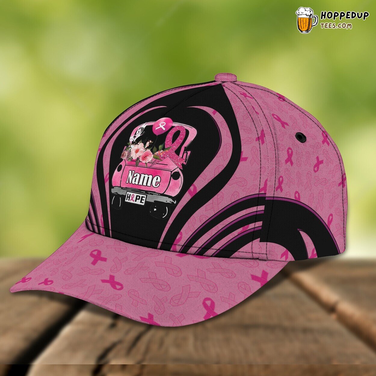 Pink Hope Theme 3D Classic Cap Personalized Name Elegant Unique Design
