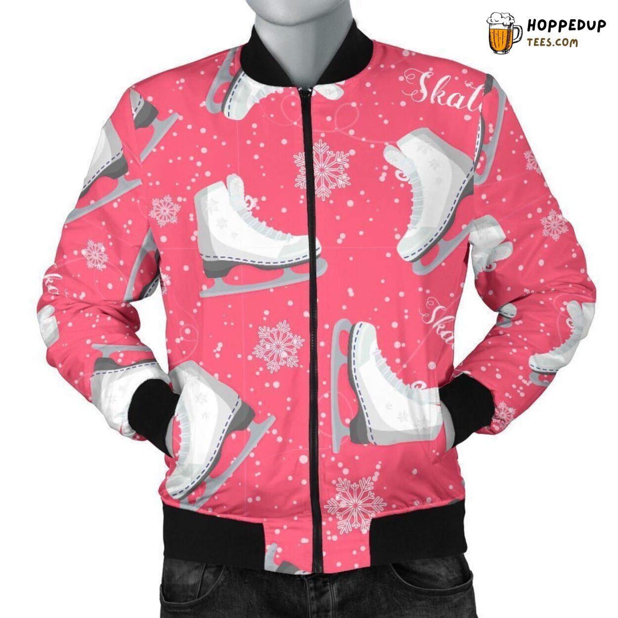 Pink Hue Ice Skate Essence Men’s Bomber Jacket Unique Pattern Design Tribute