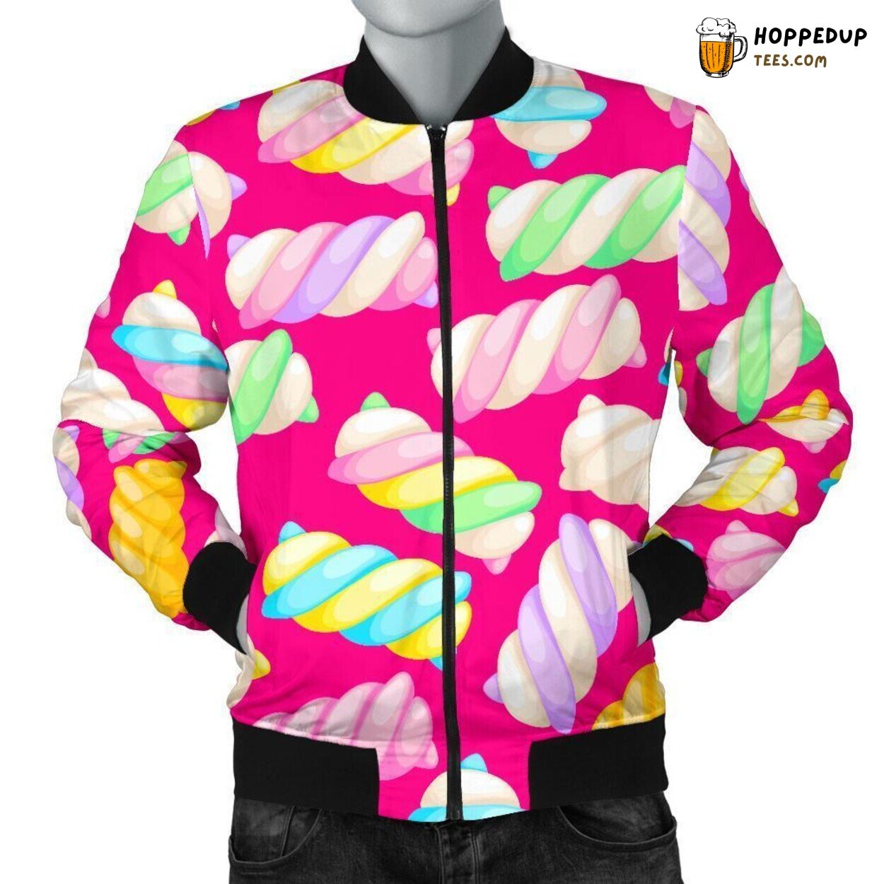 Pink Marshmallow Sweetness Men’s Bomber Jacket Unique Pattern Design Tribute
