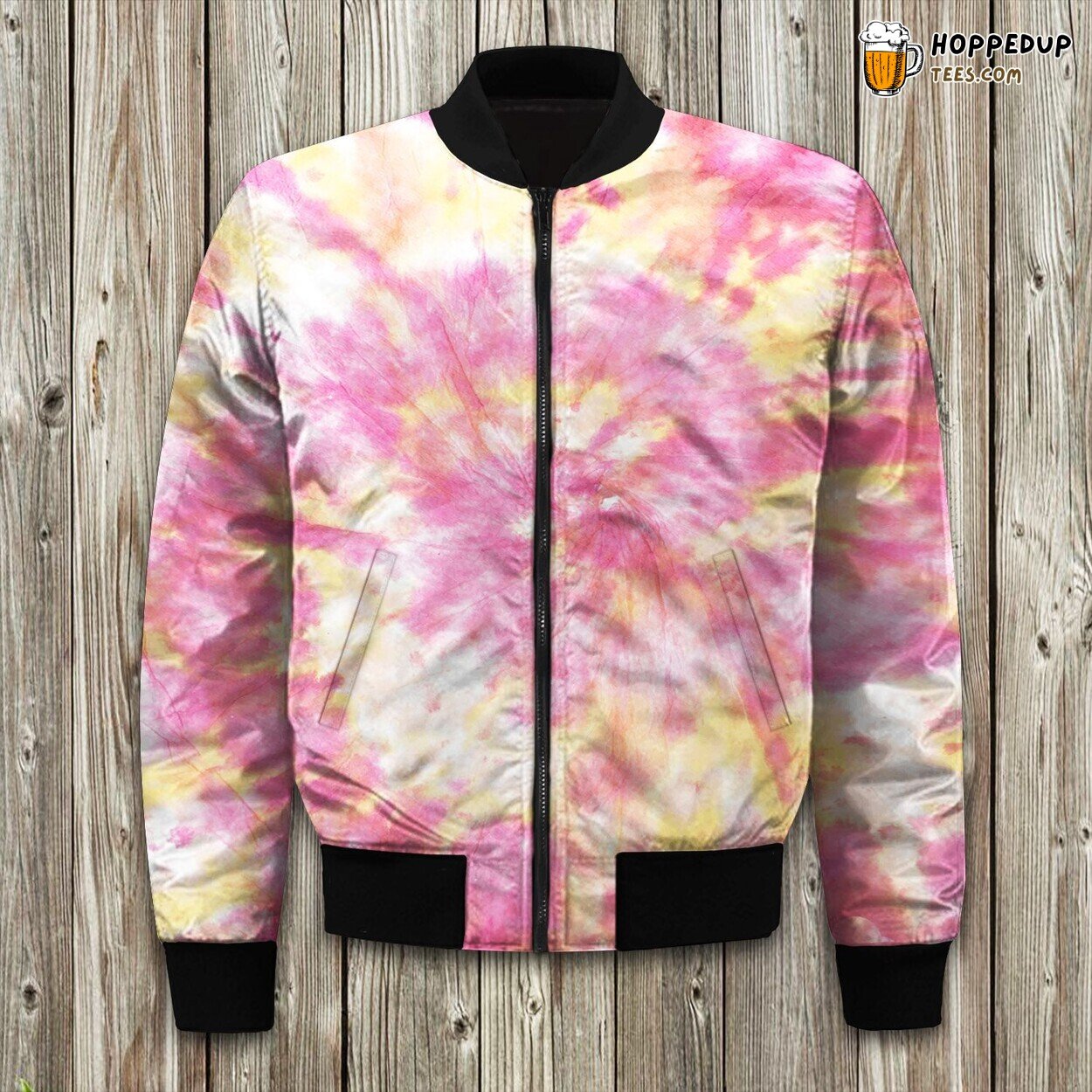 Pink Orange Tie Dye Bomber Jacket