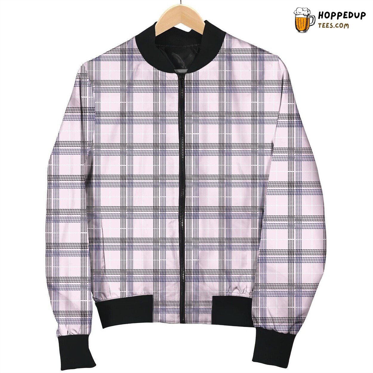 Pink Purple Tartan Bomber Jacket
