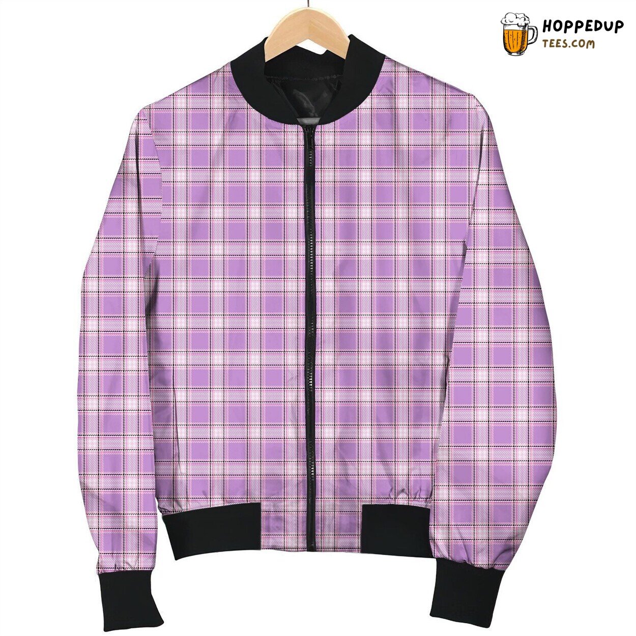 Pink Purple Tattersall Bomber Jacket