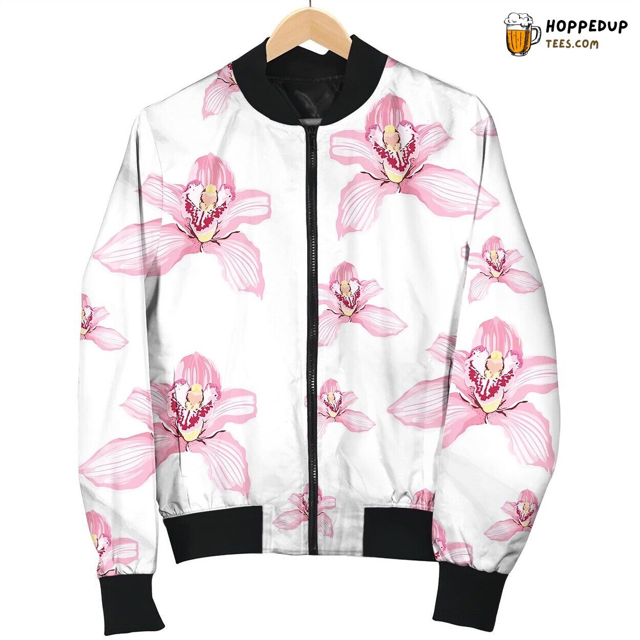 Pink Purple Tender Orchid Phalaenopsis Floral Bomber Jacket