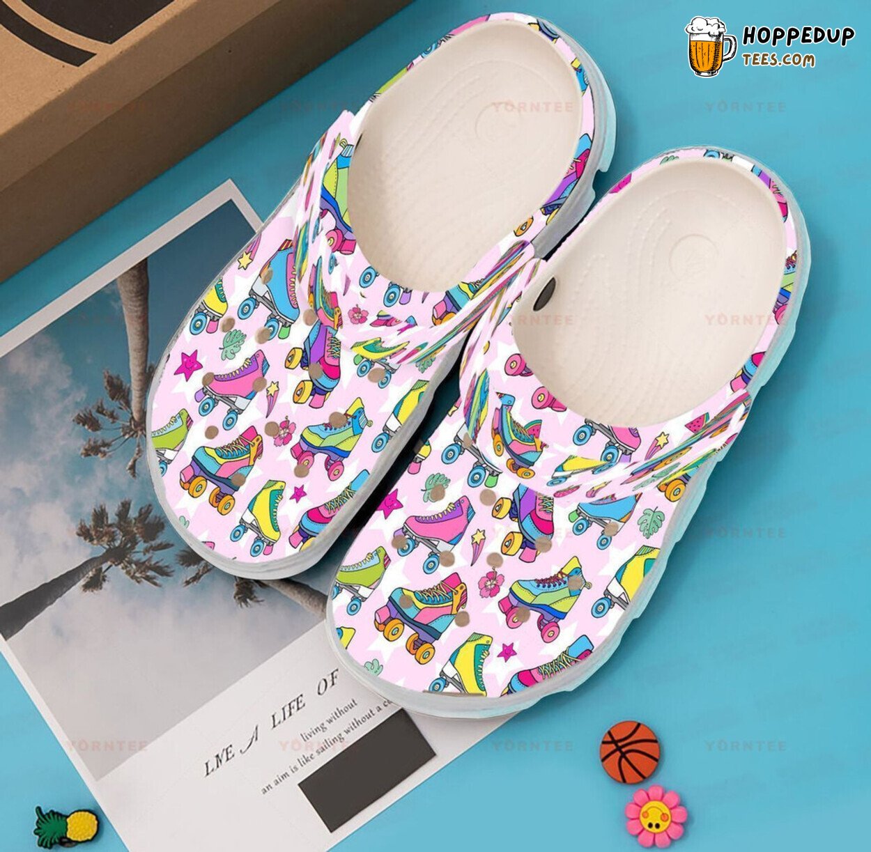 Pink Roller Derby Inspired Rubber Clog Shoes Comfy Footwear for Skaters