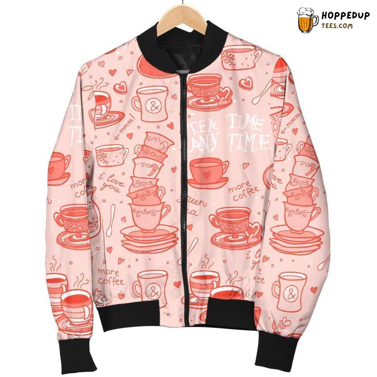 Pink Tinted Coffee Dreams Men’s Bomber Jacket Unique Pattern Essence Art