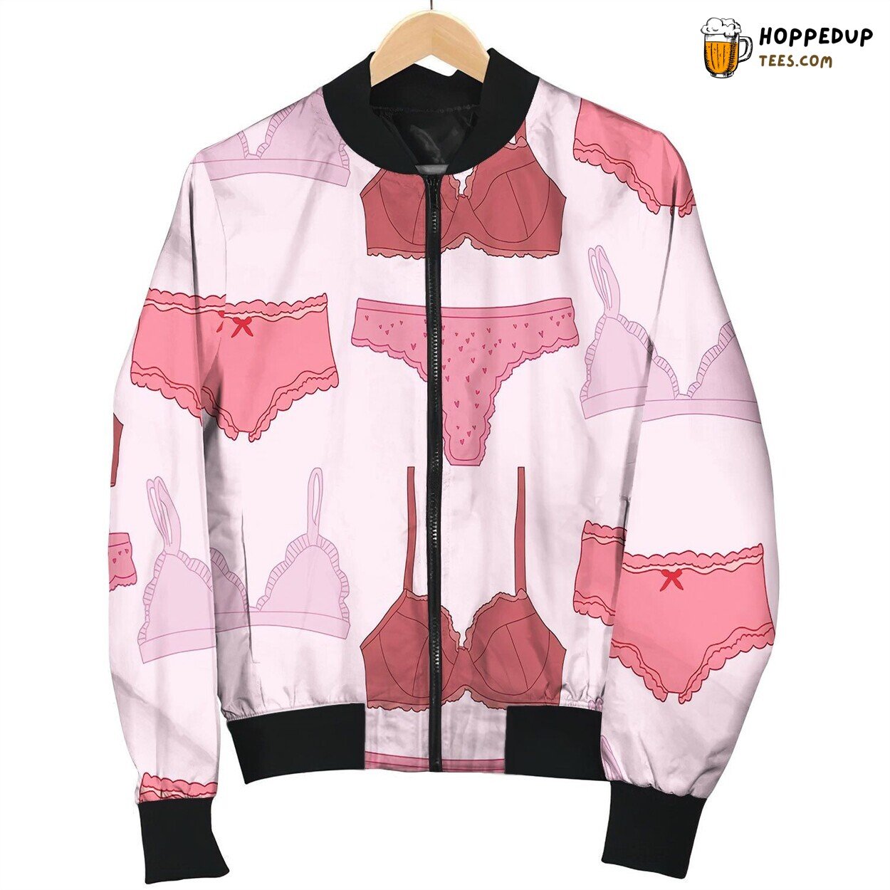 Pink Underwear Pattern By Courtney Graben Bomber Jacket