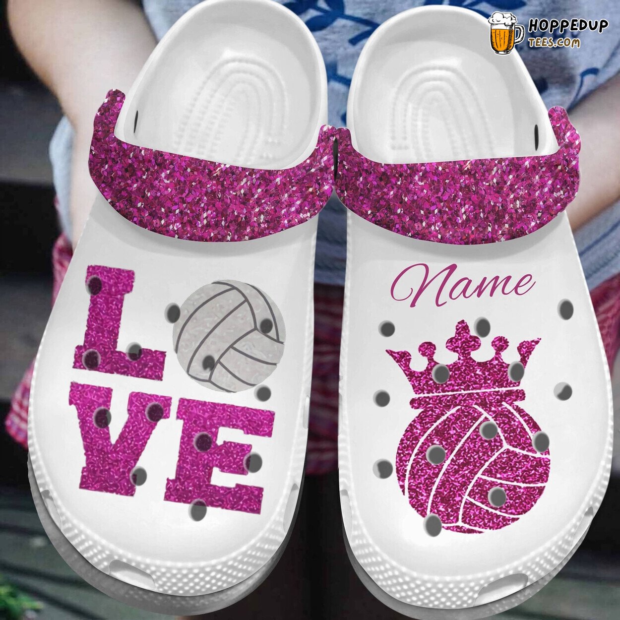 Pink Volleyball Queen Personalized Gift Women Girl Clog Shoes