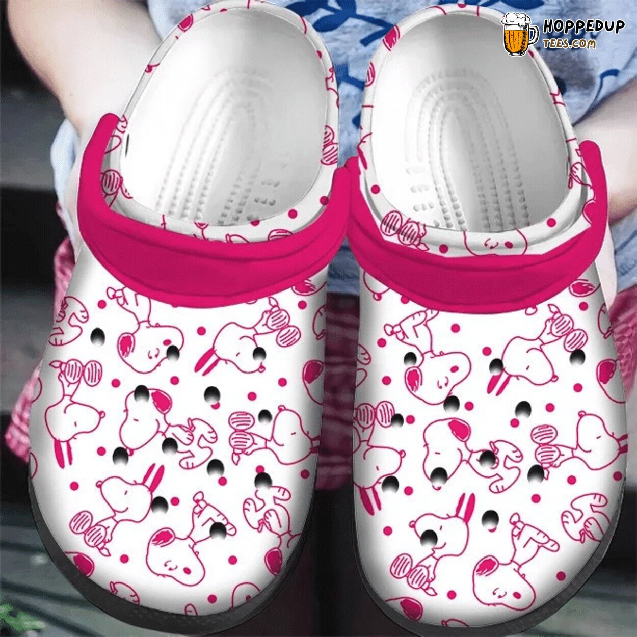 Pink White Snoopy Pattern Themed Comfortable Unique Design Clogs